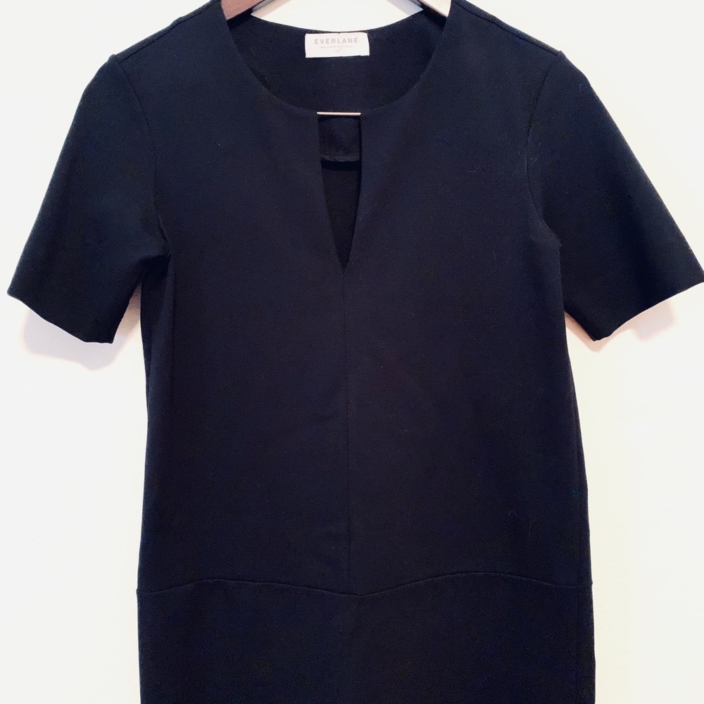 Everlane Ponte Short Sleeve Black Dress
